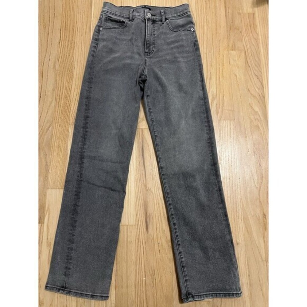 Express Modern Straight Super High Rise Gray Jeans Size 2R Faded Denim Pants